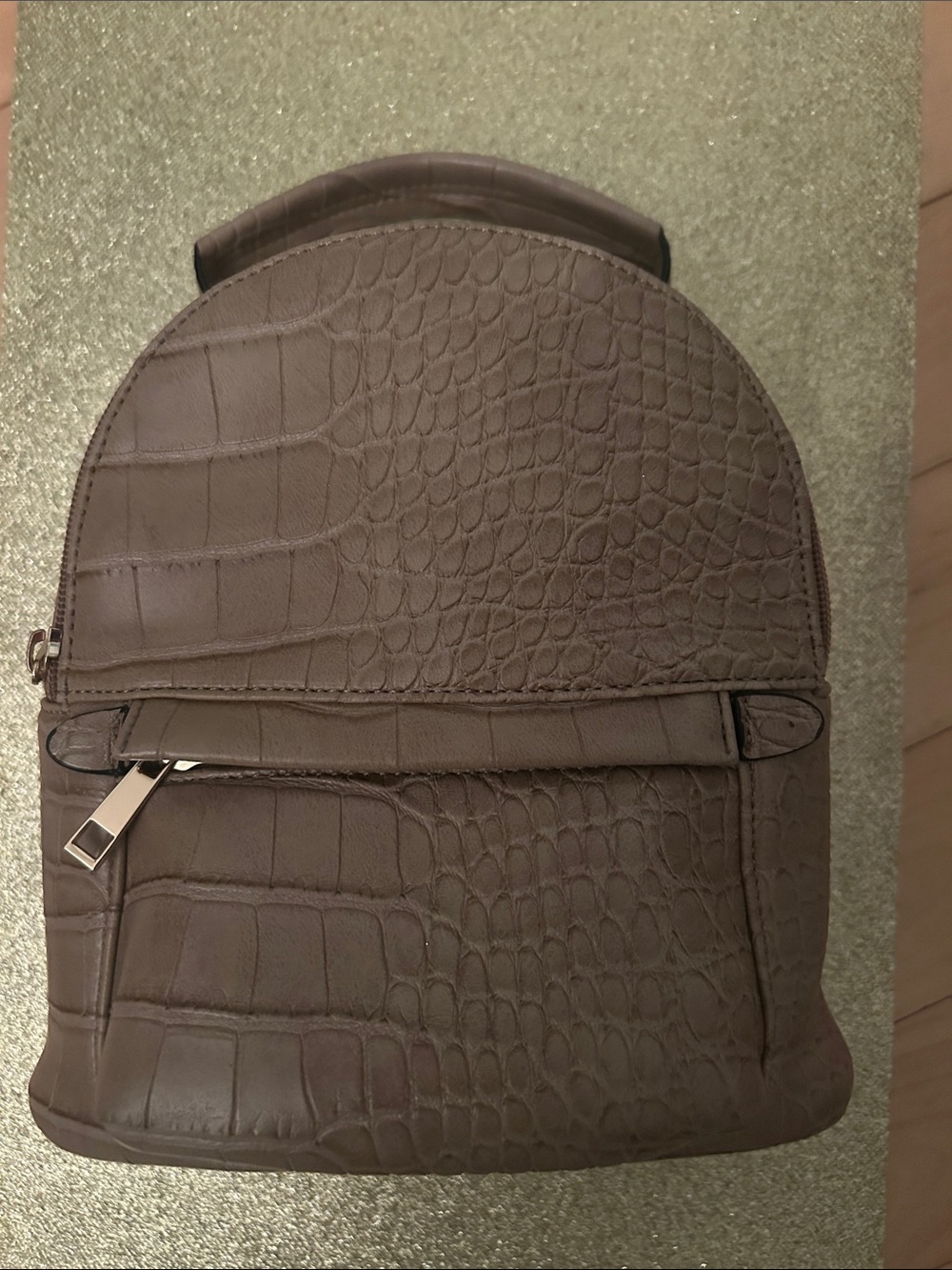 Croc-Embossed Brown Women's Backpack